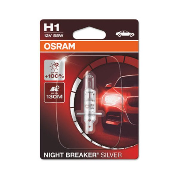 Bec 12V H1 55 W Night Breaker Silver +100% Blister 1 Buc Osram